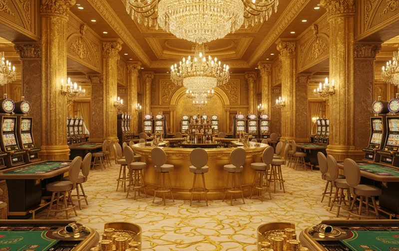 Luxurious Casino Interior at Midnight Winning Resort